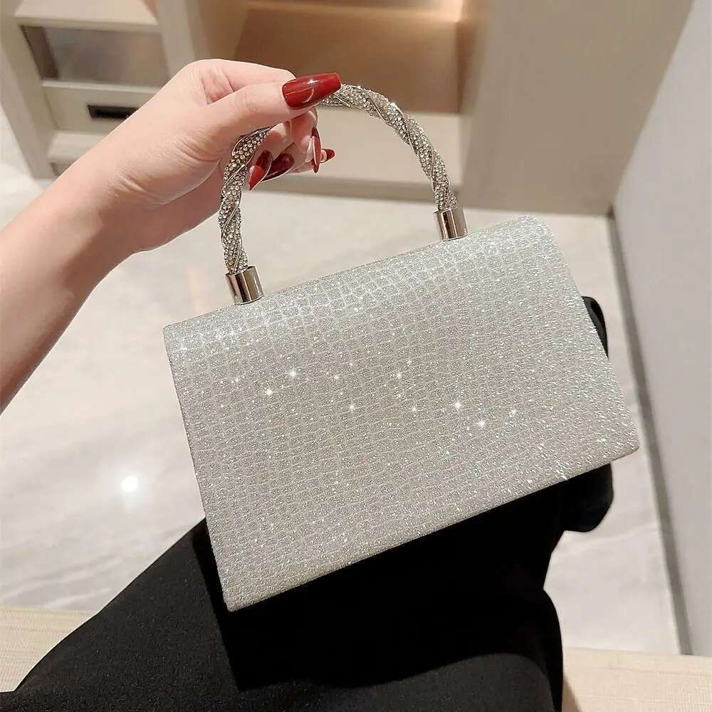 Bright Silk Evening Bag Women Elegant Fashion Banquet Clutch Chain Shoulder Bags Purse Female Wedding Party Handbags