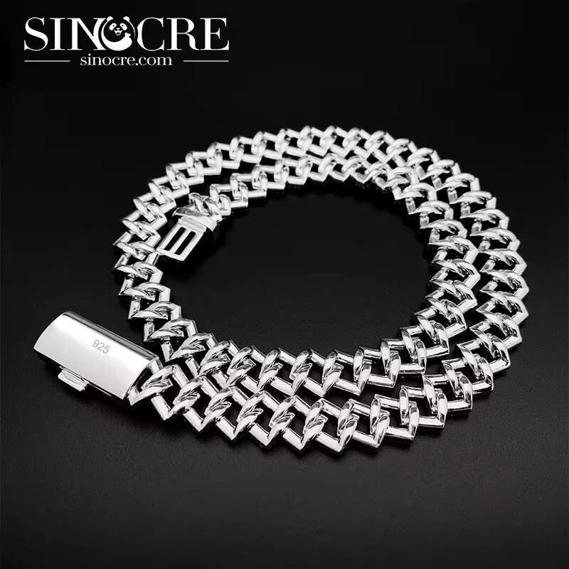Rapper Jewelry 13mm Moissanite Jewellery Cuban Bracelet 925 Silver Link Hiphop Style Bracelet for Men Women
