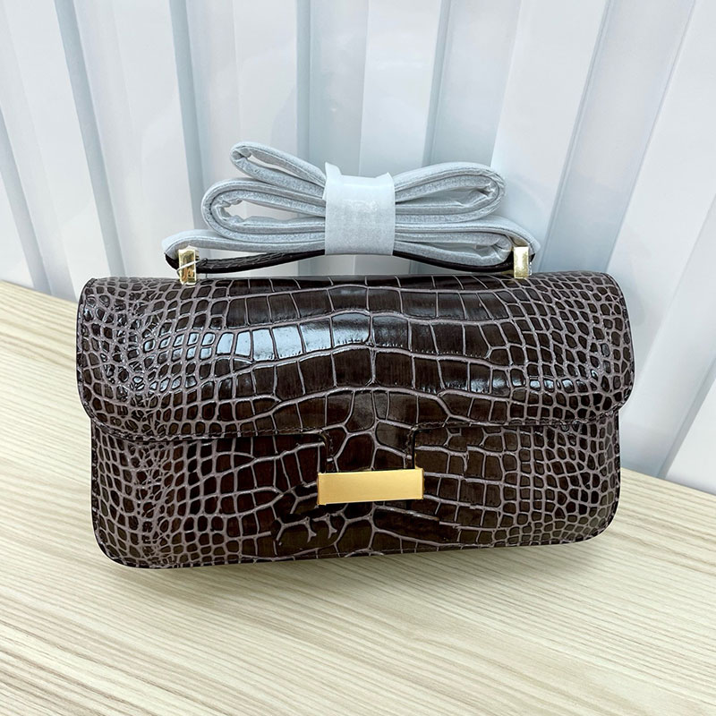 Luxury Designer Shoulder Bag High Quality Crocodile Pattern Handbag Flight Attendant Bag Women's Leather Mini Handbag Fashion Crossbody Bag Brown Shoulder Bag