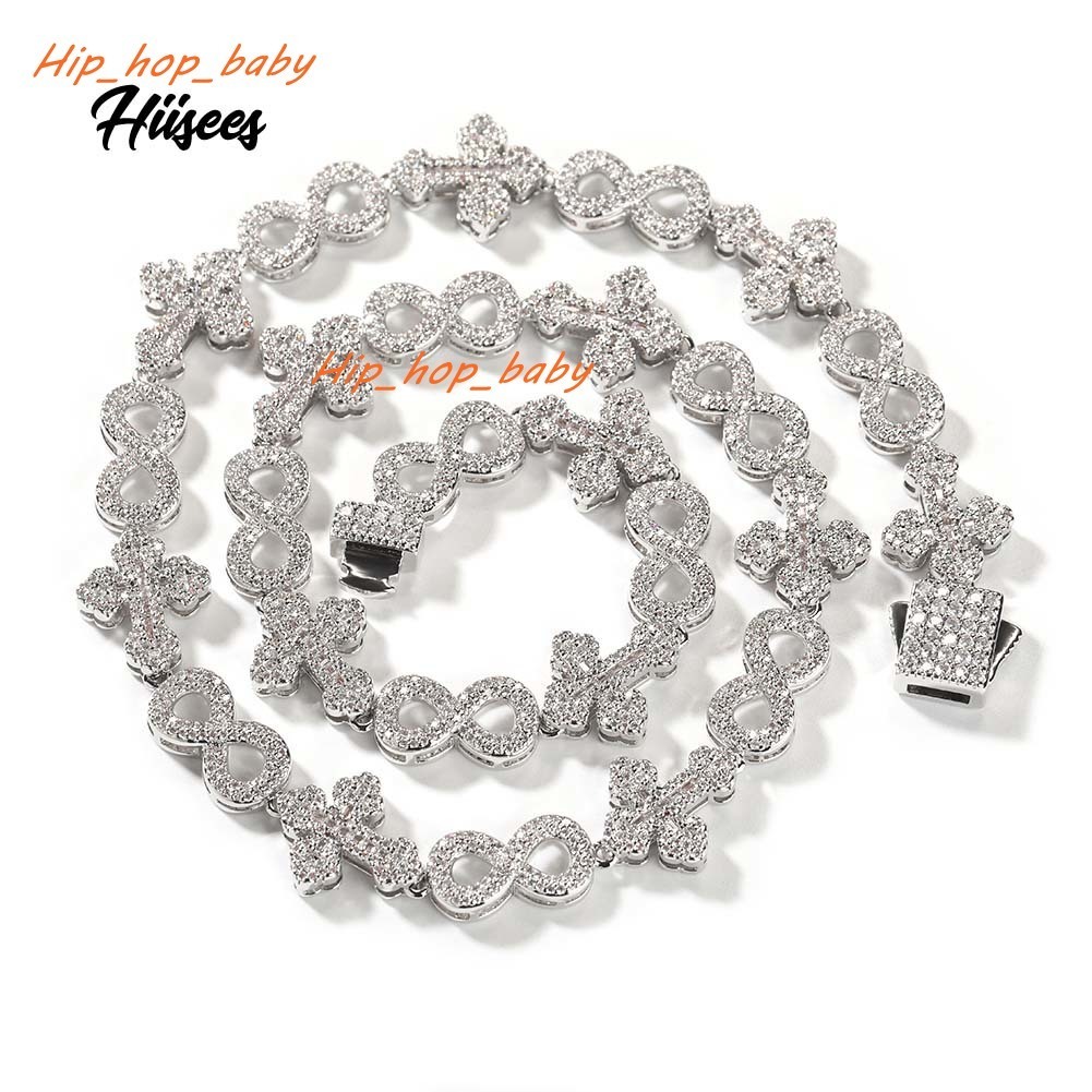 New Iced Out Hip Hop CZ Chains Infinity Cross Chains Gold Miami Cuban Link Chains Men Women Necklace for Daily Wear Stocks