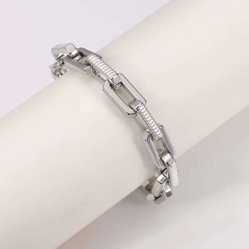 New Mens Classic DIY Hip Hop Geometric Gold Plated Cuban Stainless Steel Chain Bracelet Bamboo Joint Fashion Link Bracelets