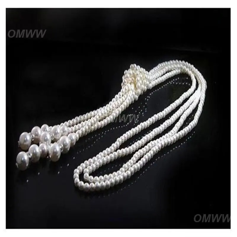 Versatile pearl long doublelayer necklace irregular freshwater pendant 5layer sweater chain hiphop 250415