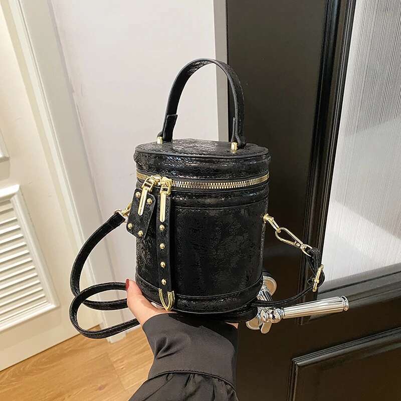 New PU Wine Bucket Shaped Women's Backpack Storage Handheld Bag Fashionable And Popular