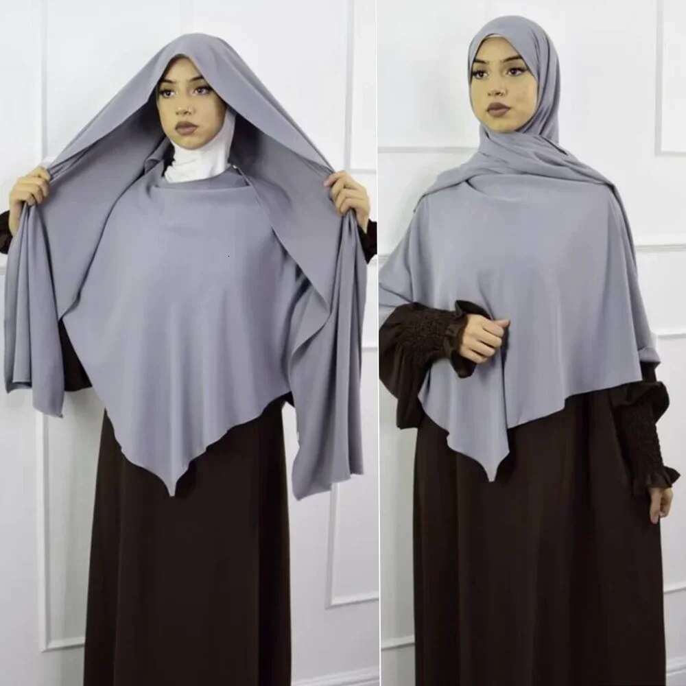 Anti Slip Muslim Hijab Set Jersey Khimar Abaya With Silicone Grip Band Breathable Islamic Prayer Scarf For Women