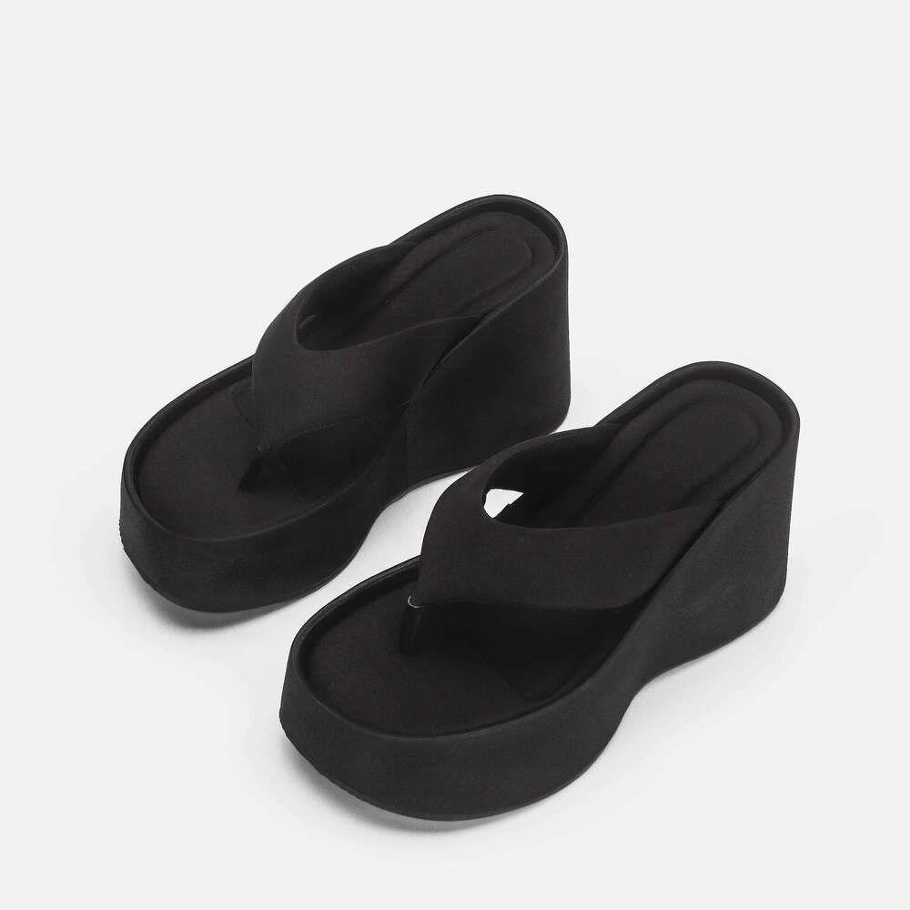 Fashion Toe Clip Slippers Outdoor Slip-on Women's Sandals Wedge Heels Women Platform Party Height Increasing Shoes