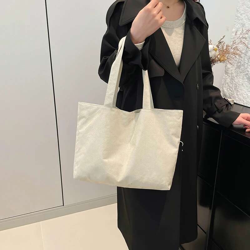 Frosted Vintage Women S Large Capacity Shoulder Bag Solid Color Simple Casual Commuter Bags Autumn Retro Shopper Totes Bag