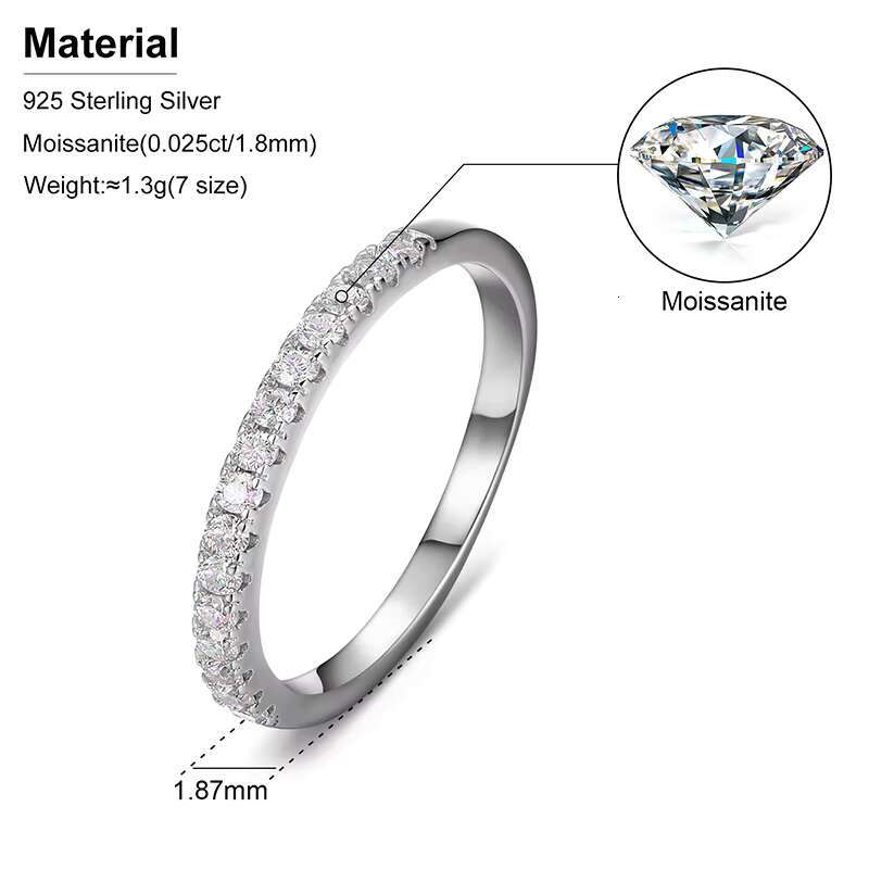 Dropshipping Wholesale Fine Jewelry Fashion White Gold Plated 925 Silver VVS Moissanite Diamond Engagement Ring for Women