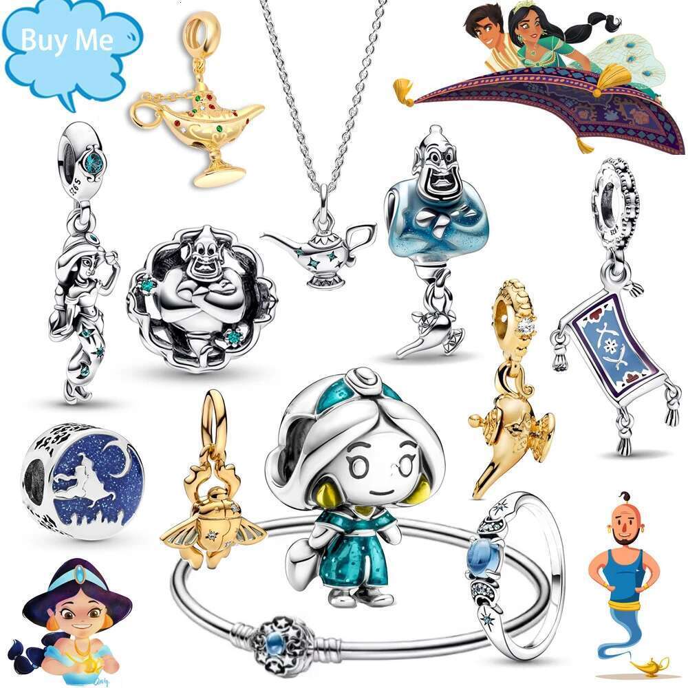Miniso Aladdin Series Charms Sier Original Fit Bracelet Aladdin's Magic Lamp Beads Charm For Women Jewelry Gift