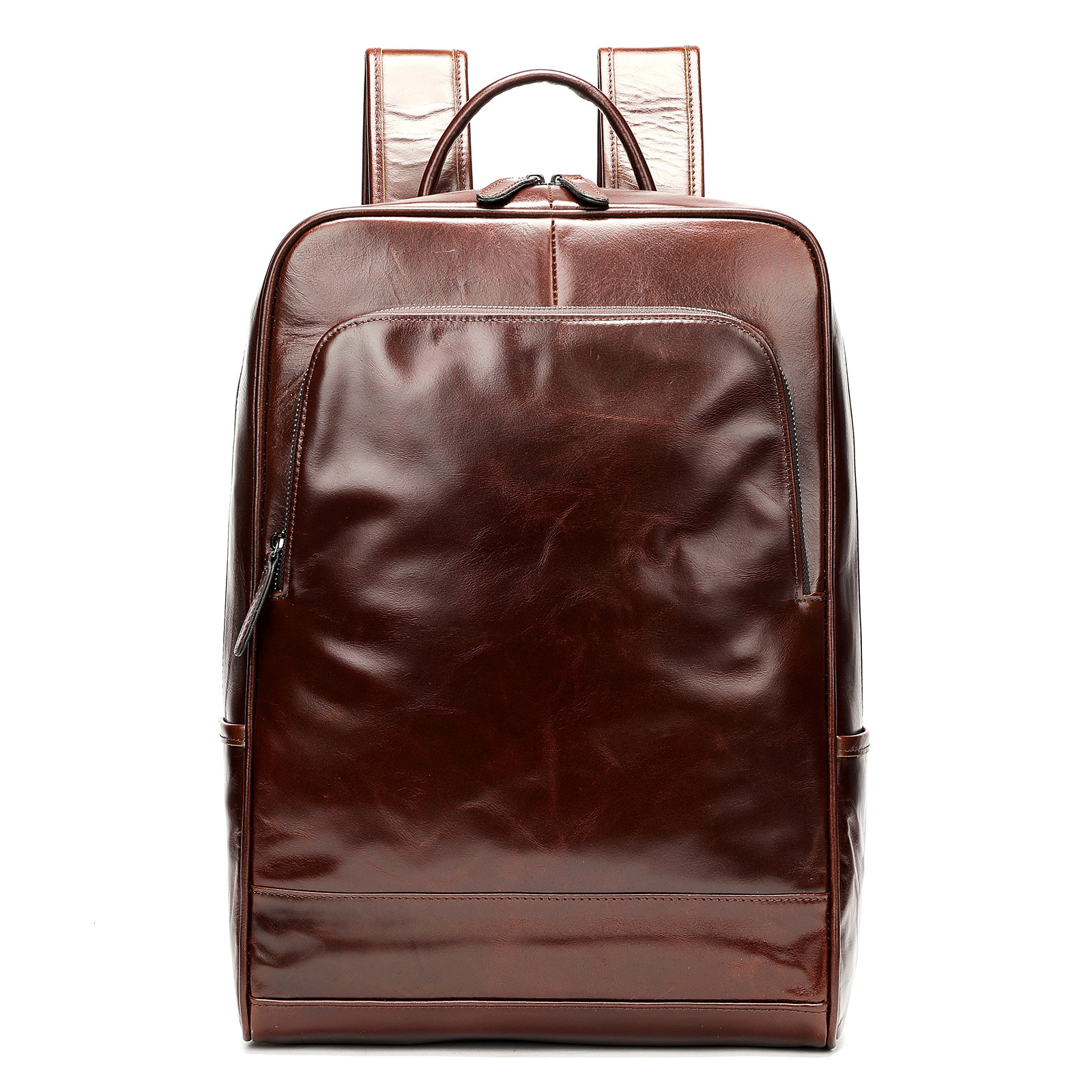 Men's New Genuine Business 15.6-inch Computer Bag Color Wiped Tree Paste Leather Headlayer Cowhide Backpack