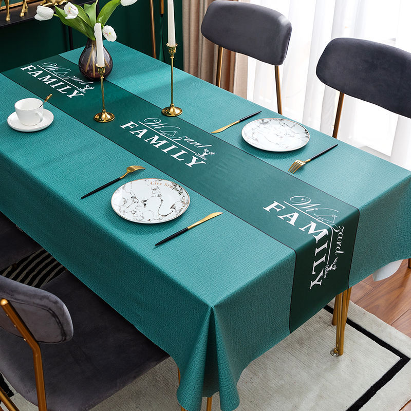 W07 high-grade light luxury tablecloth waterproof, oil-proof, scalding-proof and wash-free PVC new coffee table cloth ins style table mat
