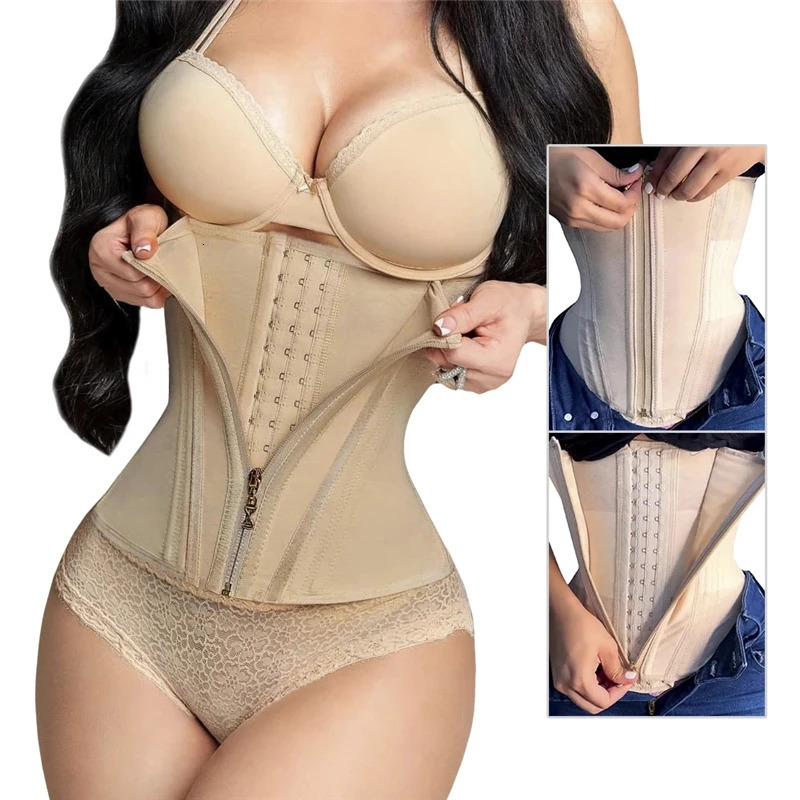 Wire mesh tight corset reduced shape girl Colombian hourglass body sculpture binding with model back shoulder strap Fajas 250430