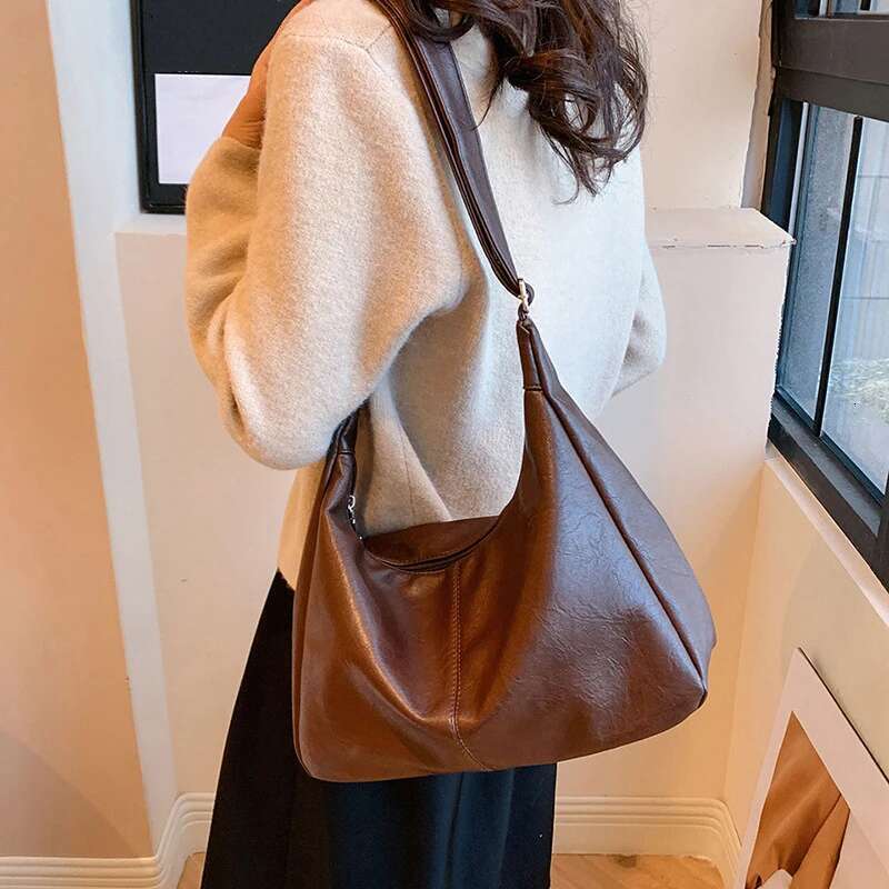 Commuting Retro Leisure Handbag Maillard Fashion Women S Messenger Texture Super Capacity Tote Bag Bag