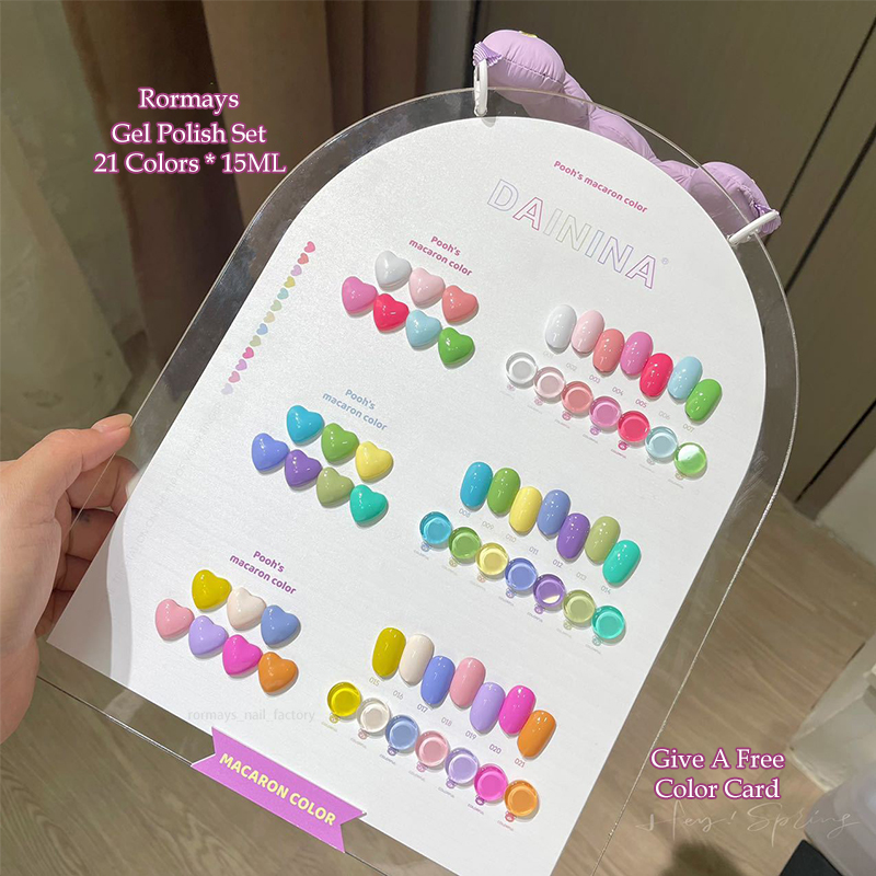 Rormays Macaron gel polishing 21 mixed transparent gel UV LED immersion durable UV summer color nail primer complete candy color salon wholesale facto