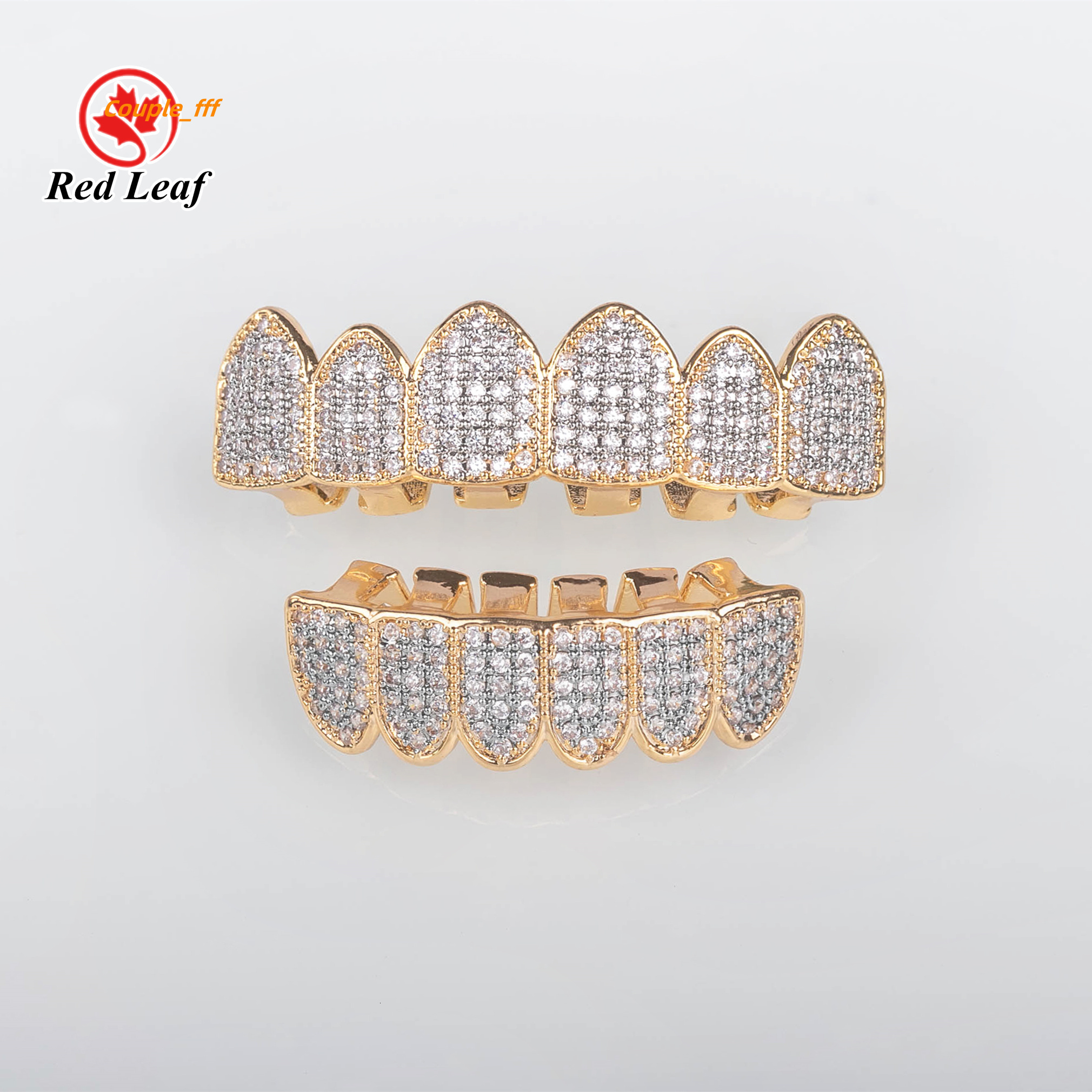 Redleaf Jewelry Moissanite Grillz Custom Teeth Grillz 6 Top 6 Bottom Fully Iced Out 925 Sterling Silver Diamond Moissanite Grill
