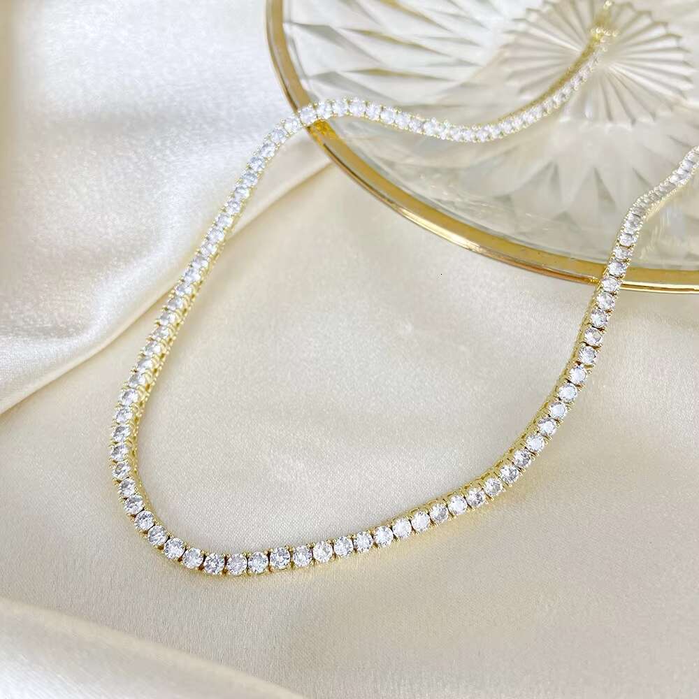 High Quality Tennis Chain Fade Necklace Titanium Steel Gold Plated 161820222430 Gypsophila Gemstone Fashion Jewelry 2025