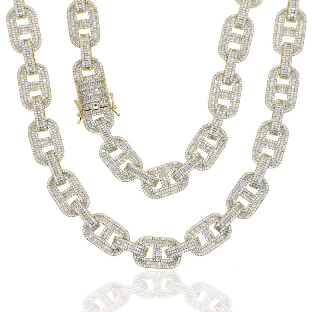 Iced Out Bling Rectangle Cz Cuban Chain Necklace for Women Men Hip Hop Ice Jewelry