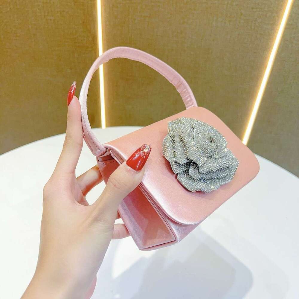 Dinner Bag French Banquet Silk Satin Small Square With High Quality Flower Mini Lipstick Change Key Handheld Crossbody Bag KQ