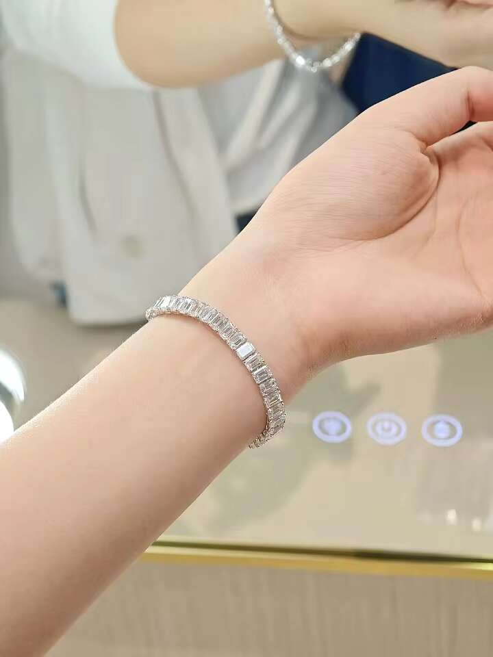 10k/14k/18k Gold IGI Certified Emerald Cut Lab Grown Diamond Tennis Bracelet Synthetic Diamond Bracelet Fine Jewelry