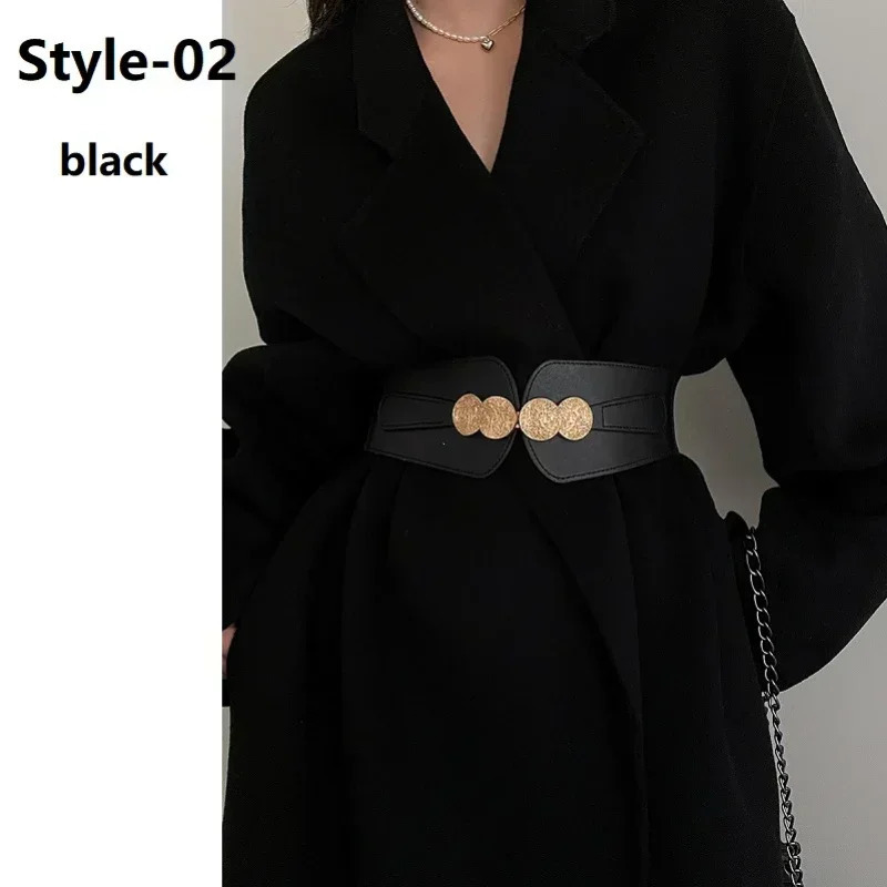ladies wide belt elastic vintage buckle leather wide fashion wild pin buckle womens belt waist seal belt 250430