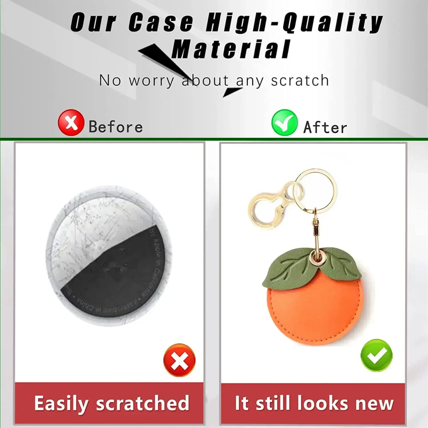 Leather Keychain Holder Case for Apple AirTag Cute Protective Air Tag Cover Keychain Ring Anti-Scratch Finder GPS Tracker Case 250429