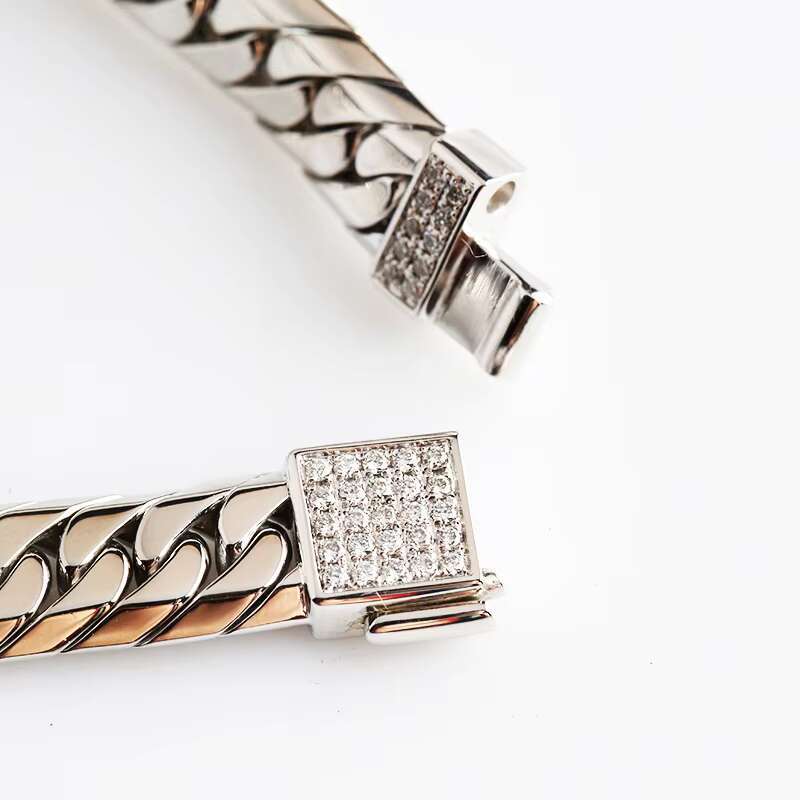 Wholesale Silver Moissanite Cuban Chain Punk Custom Rapper Bracelet Hip Hop Mens Gold Chain Design 925 Silver Cuban Bracelets
