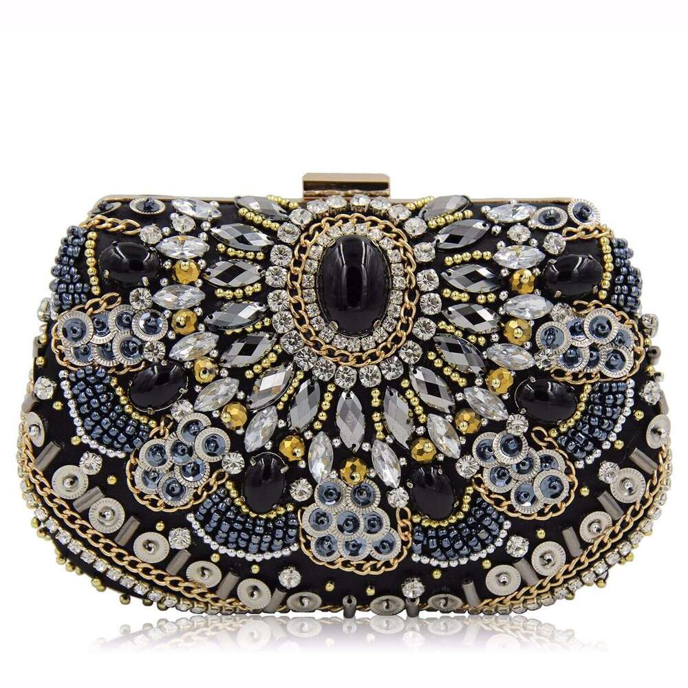 Dinner Bag Beaded And Diamond Dinner Women S Banquet Handheld Black Bag Handmade Embroidered KQ