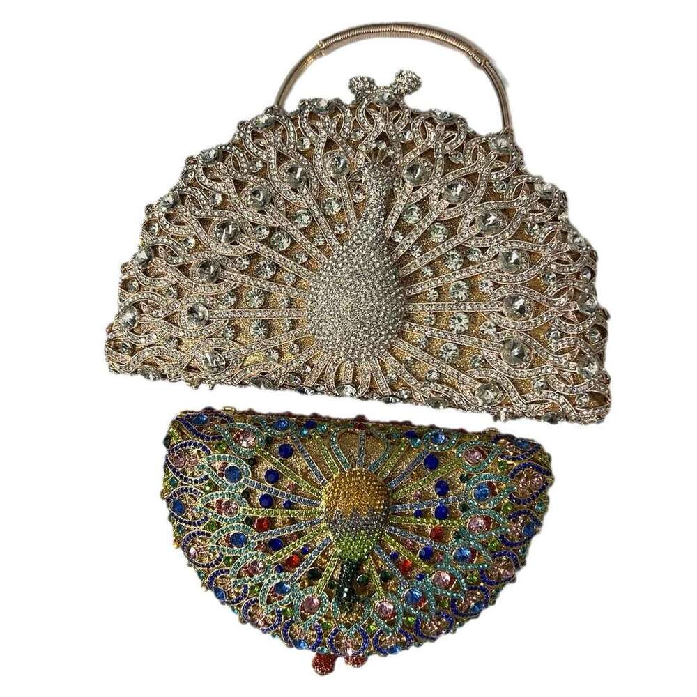 Dinner Bag Large Peacock Diamond Set Luxury Banquet Handbag Cross Shoulder Female Clutch Bag KQ