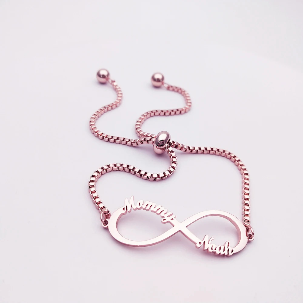 Tangula Personalized Custom Name Bracelet Mom Infinity Adjustable Bracelet Stainless Steel with Kids Names Gift for Mom Jewelry 250430