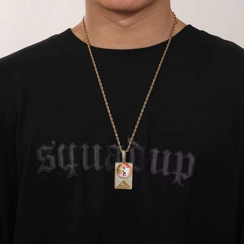 Drop Shipping Iced Out Custom Memory Photo Pendant Jewelry Hip Hop Picture Necklace for Men Women