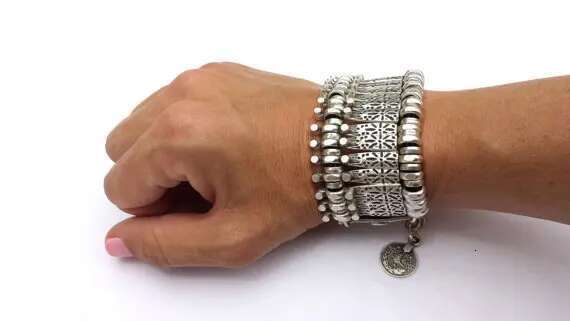 Gypsy Bohemian Coin For Women Metal Vintage Flower Statement Bracelets Festival Turkish Beach Jewelry Tribal Ethnic