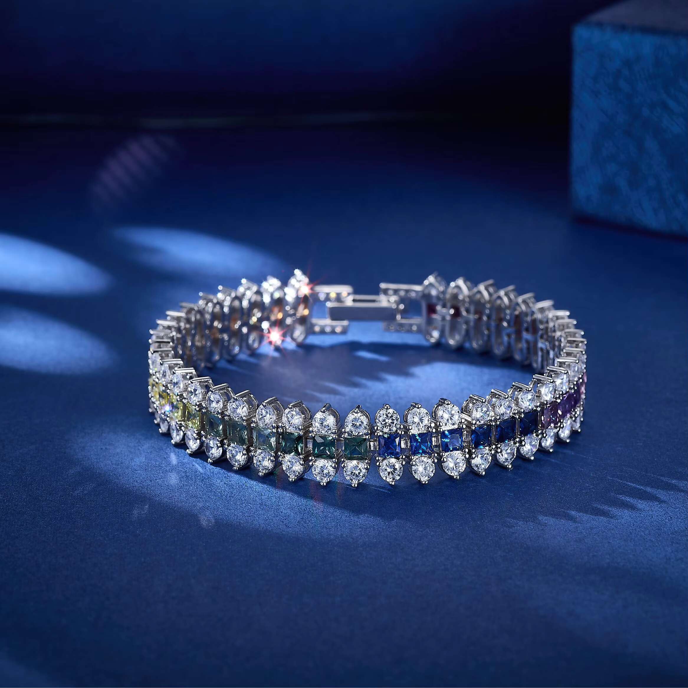 Cubic Zirconia Trendy Alloy Chain Link Charm Bracelets Wholesale Womens Rhodium Tennis Bracelet Jewelry
