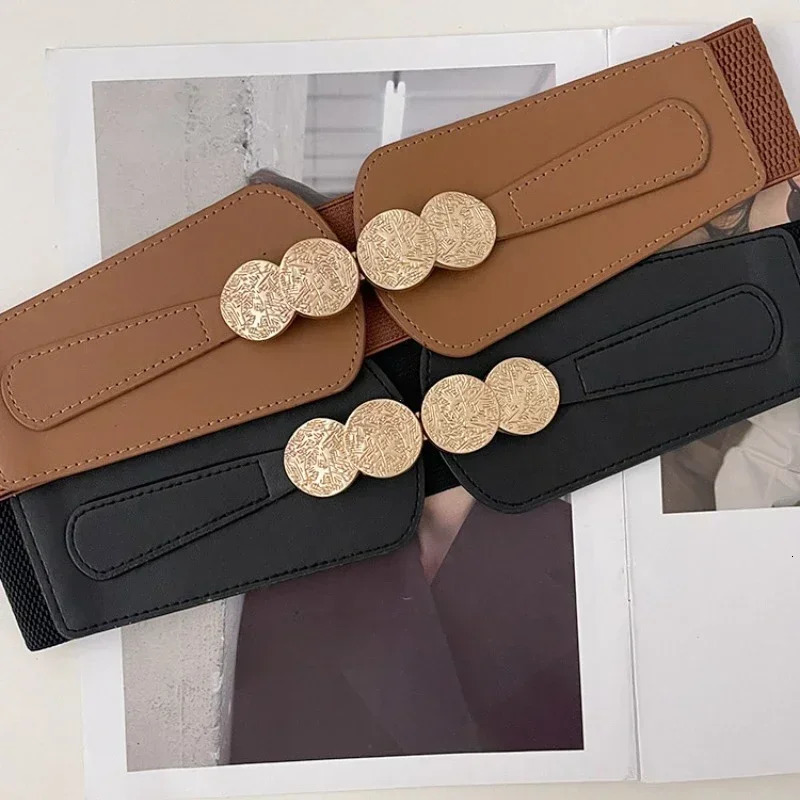 ladies wide belt elastic vintage buckle leather wide fashion wild pin buckle womens belt waist seal belt 250430