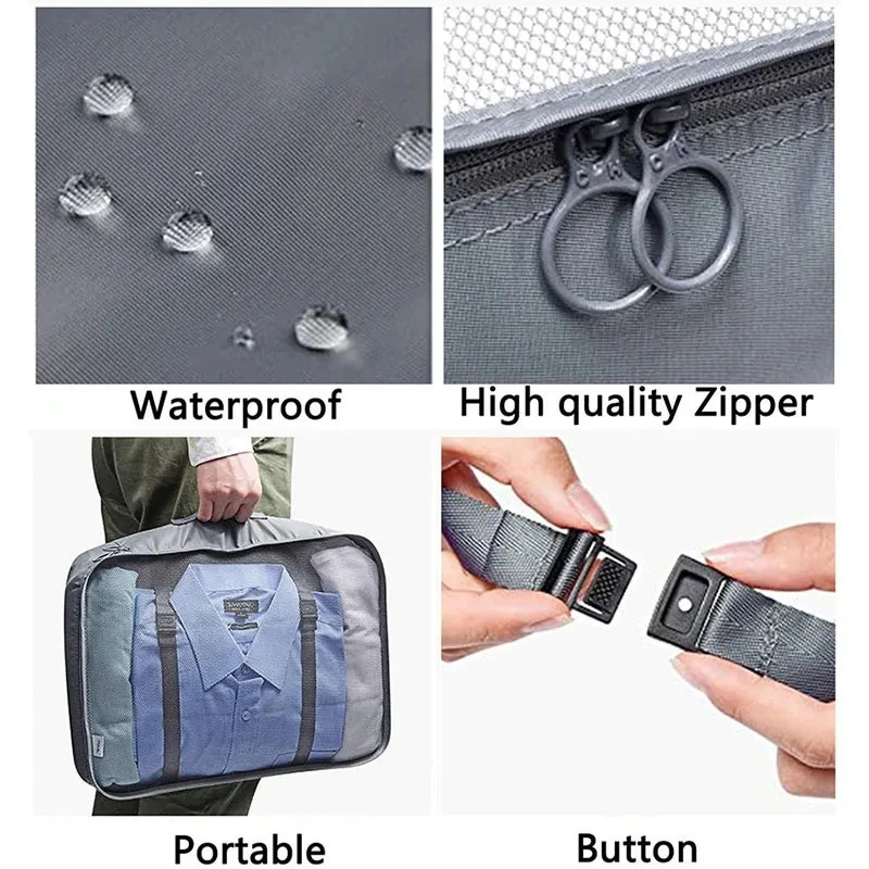 7 travel organizer storage bags wardrobe cube luggage packaging cube set storage bags clothing shoe bags folding 250430