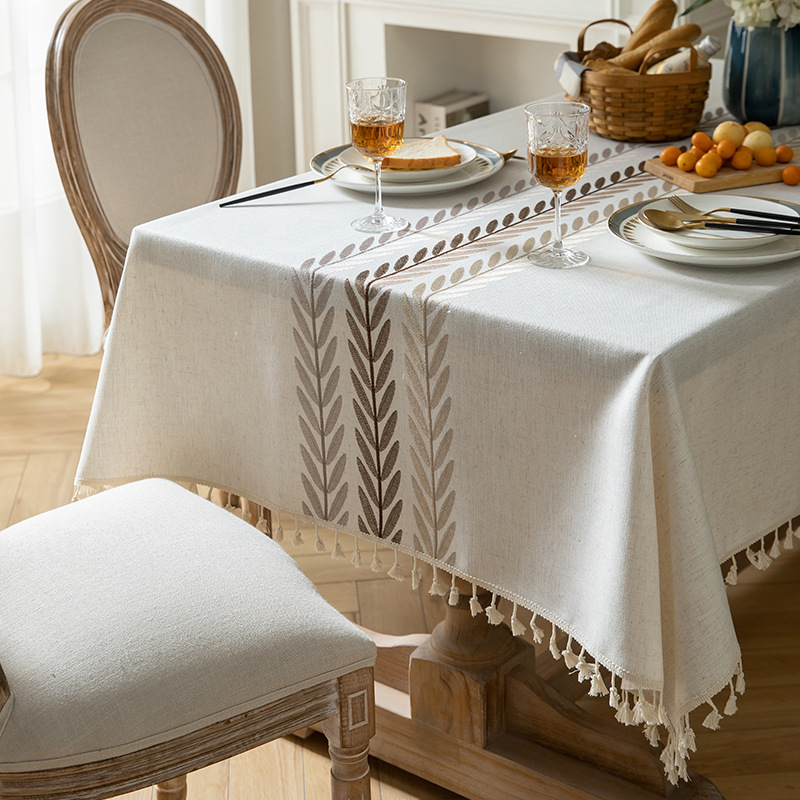 A629 modern simple white tablecloth ins style cotton and linen fabric small fresh coffee table rectangular desk waterproof tablecloth