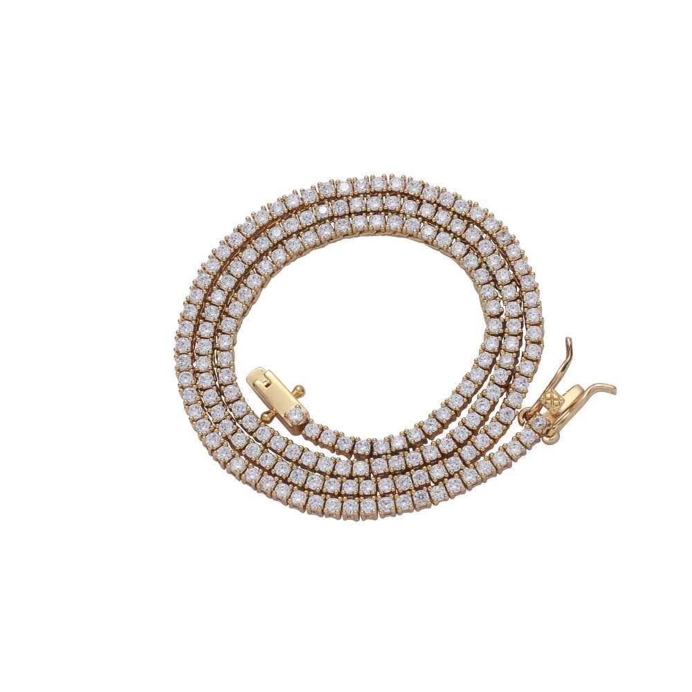 BC210 2mm 1618 20 Tennis Chain Iced Out Brass Prong Setting CZ Necklace Cubic Zircon Bling Jewelry
