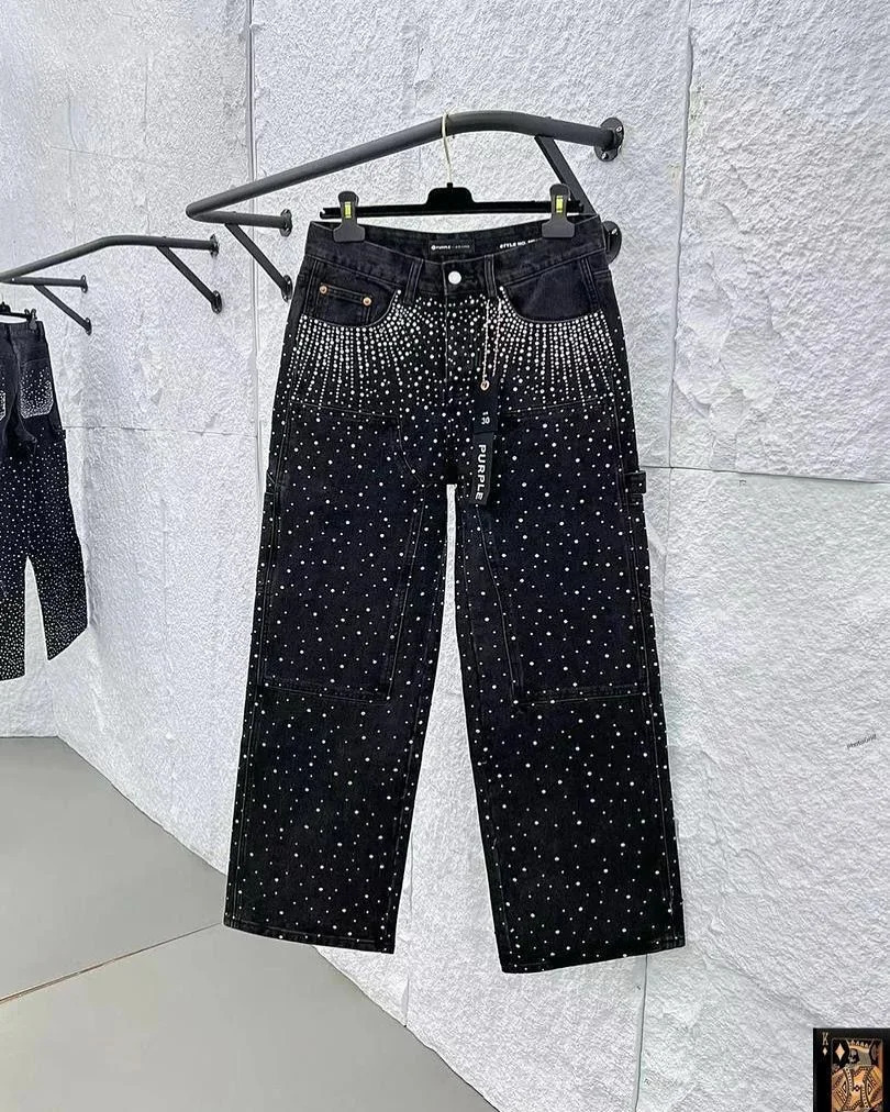Gothic mens rhinestone sequin jeans Y2K clothing Harajuku hiphop fashion retro luggage low waist wide leg Trousers 250428