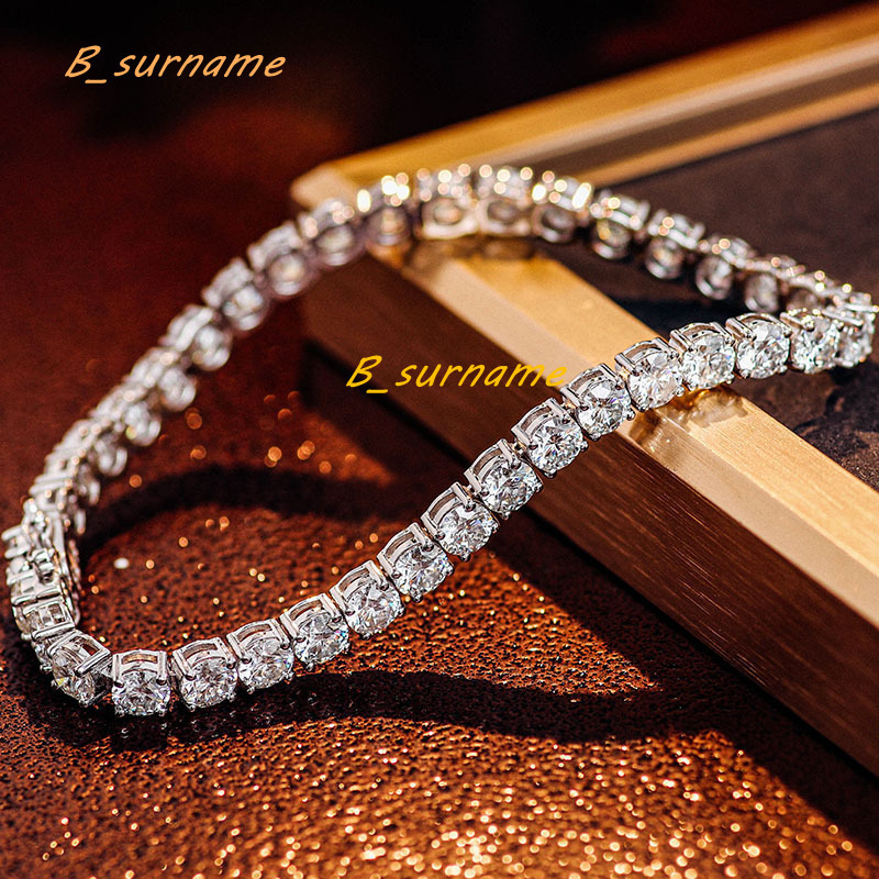2mm-6mm Moissanite Tennis Chain Iced Out 925 Silver Moissanite Bracelet Spring Clasp Pass Diamond Tester VVS D Tennis Chain
