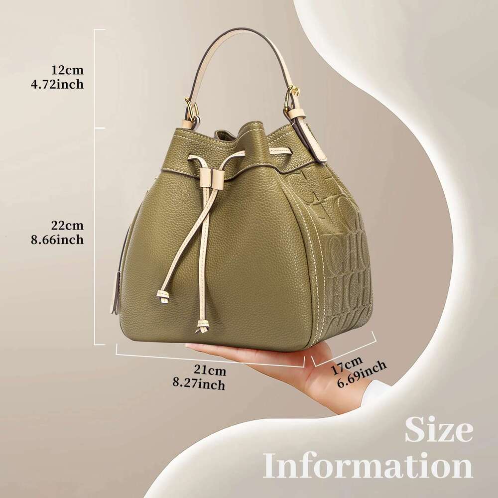 Drawstring Mouth Design Women Fashion Bucket Pure Colour Simple Crossbody Season New Party Shoulder Bag