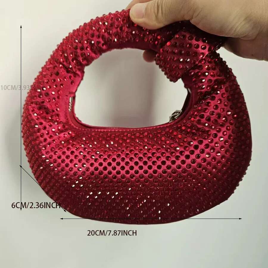 2024 Red Evening Mini Purse Handbag Knot Rhinestone Wedding Bridal Bags For Women
