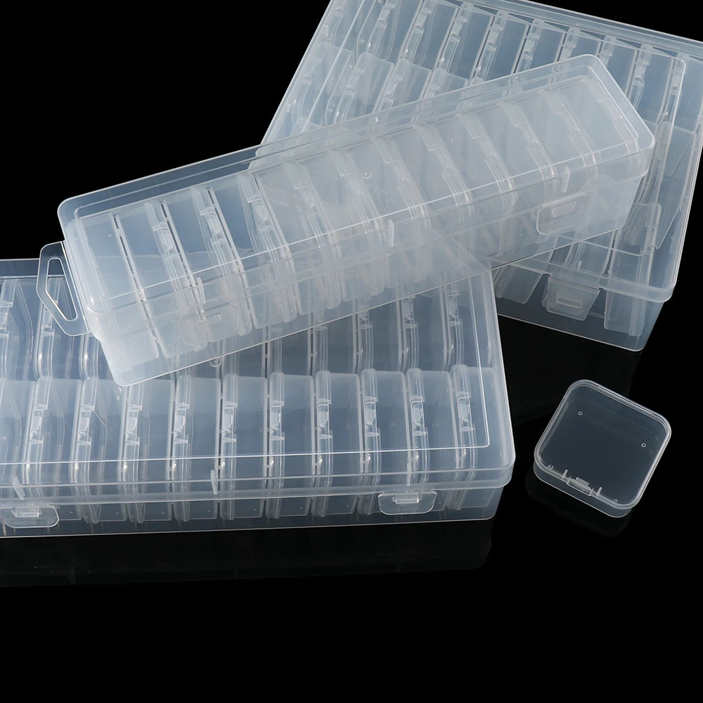 Bead Organizer Box 12/24/30Pcs Small Clear Plastic Bead Storage Containers with Hinged Lid for Storage Crafts Jewelry Organizer 250428