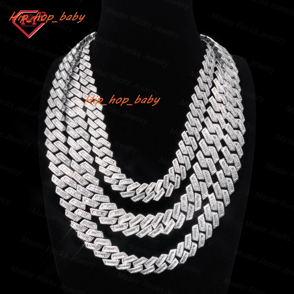 Hiphop 20mm Big Size Cuban Link Chain 925 Sterling Silver Vvs Iced Out Moissanite Cuban Chain