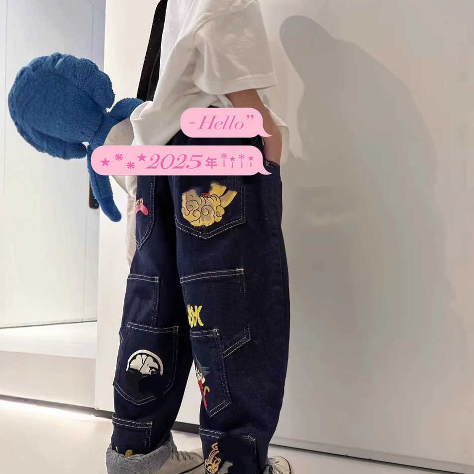 little Dragon Ballhandsome Childrens Jeans New Product Casual Pants for Boys and Girls 2066 Y2504301R8X