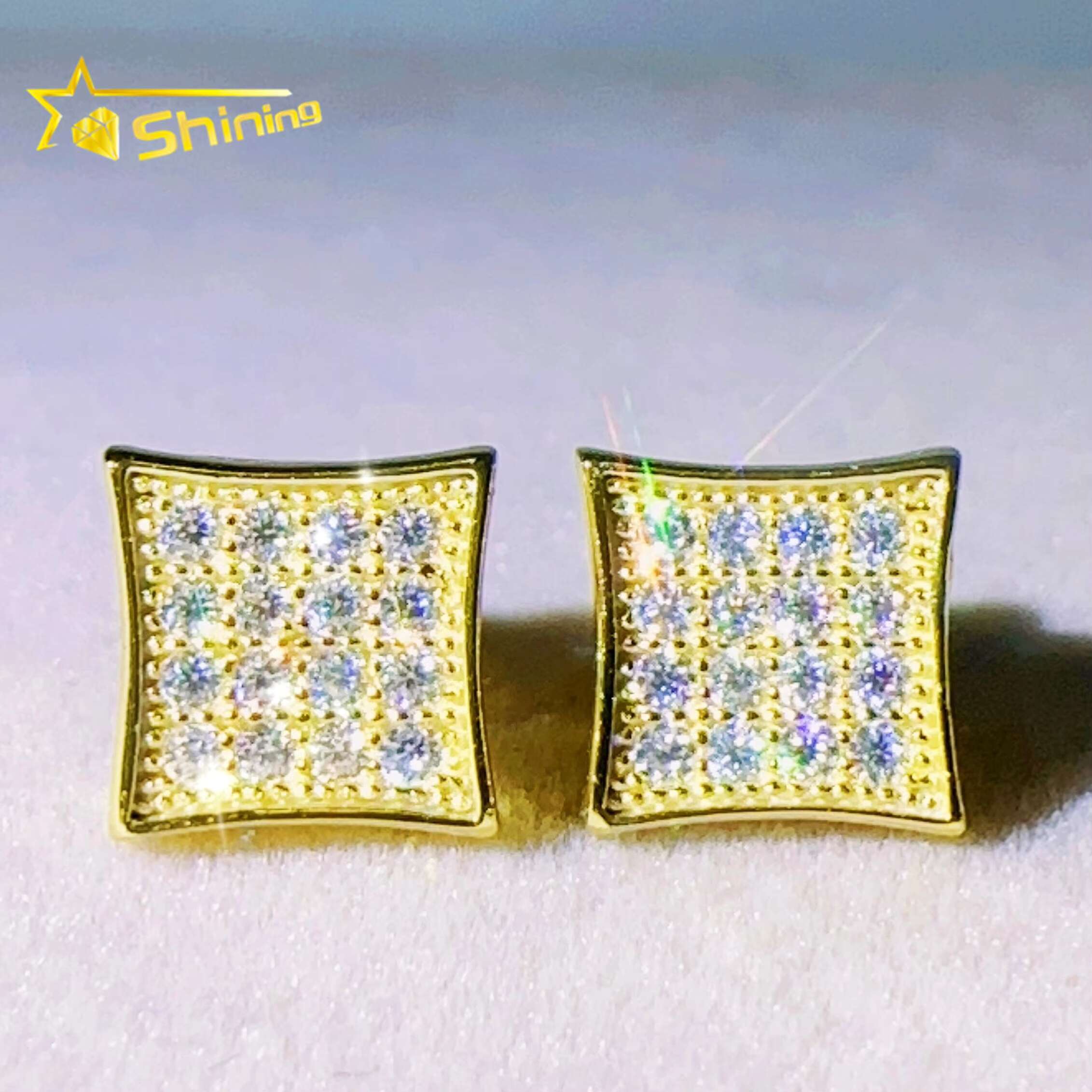Lab Diamond Jewelry Silver 925 Vvs Moissanite Diamond Hip Hop Jewelry Iced Out Diamond Stud Earrings