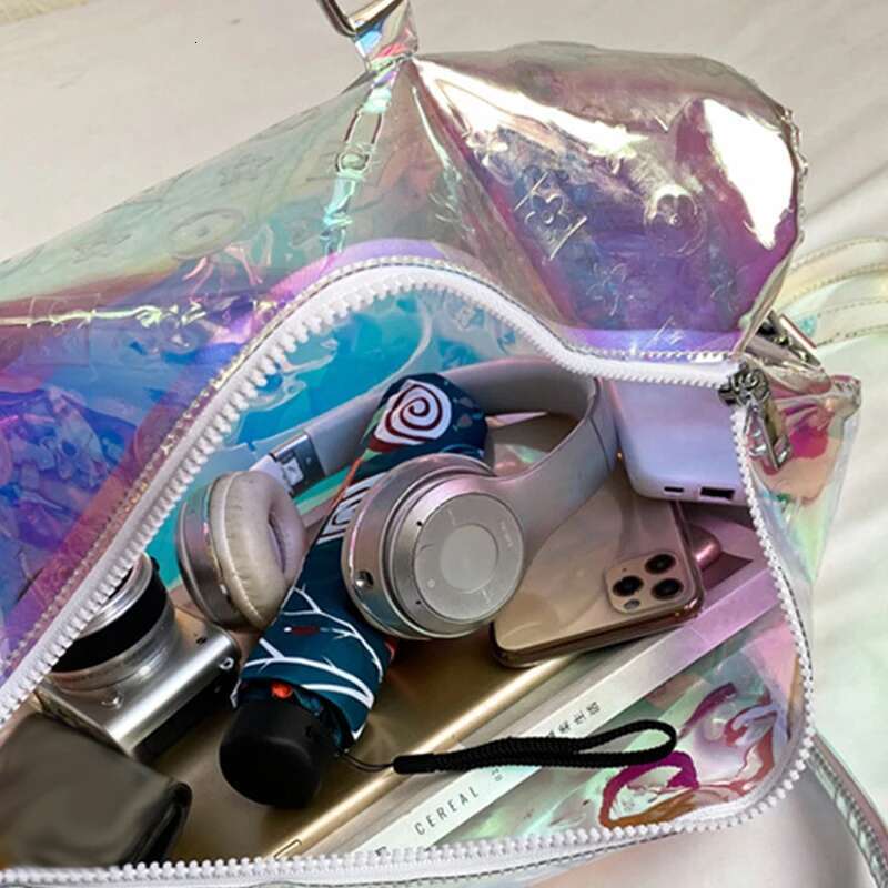 Fashion Colorful Transparent Jelly Laser Shoulder Women Handbag Waterproof Large Capacity Storage Travel Bag
