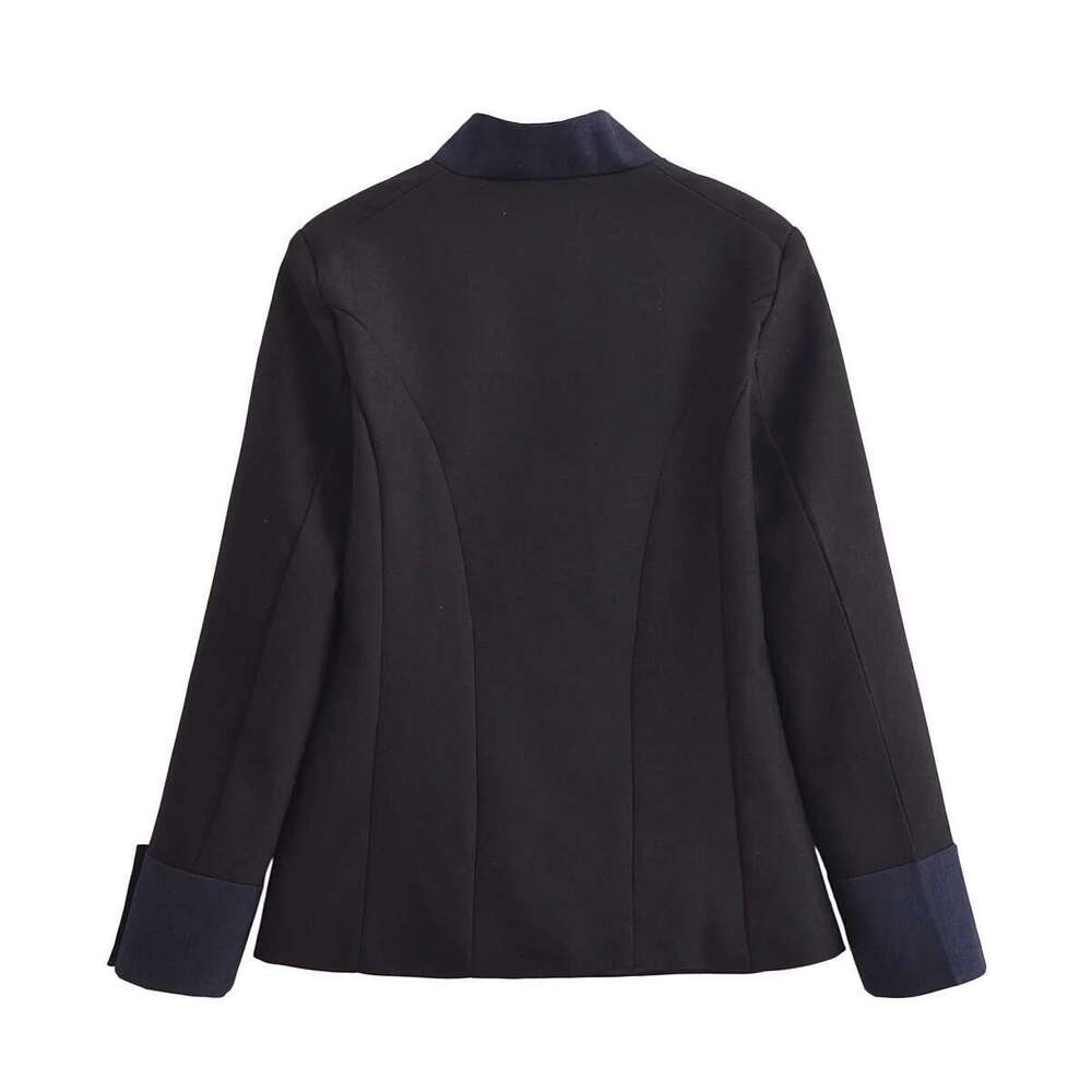 UNIZERA women's with retro lapel and jewelry effect buttons simple stand up collar style spring new jacket
