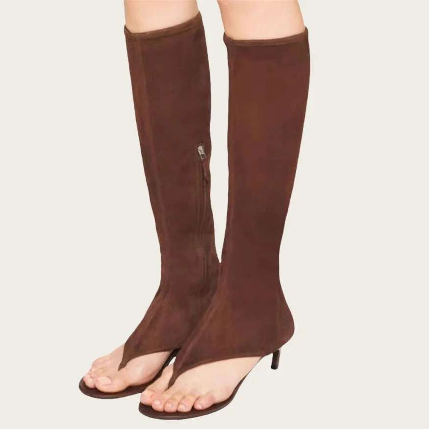 New Open Toe Clip-on Ankle Boots For Designer Fashion Women Shoes Low Comfortable Sandals Side Zipper Party High Heel