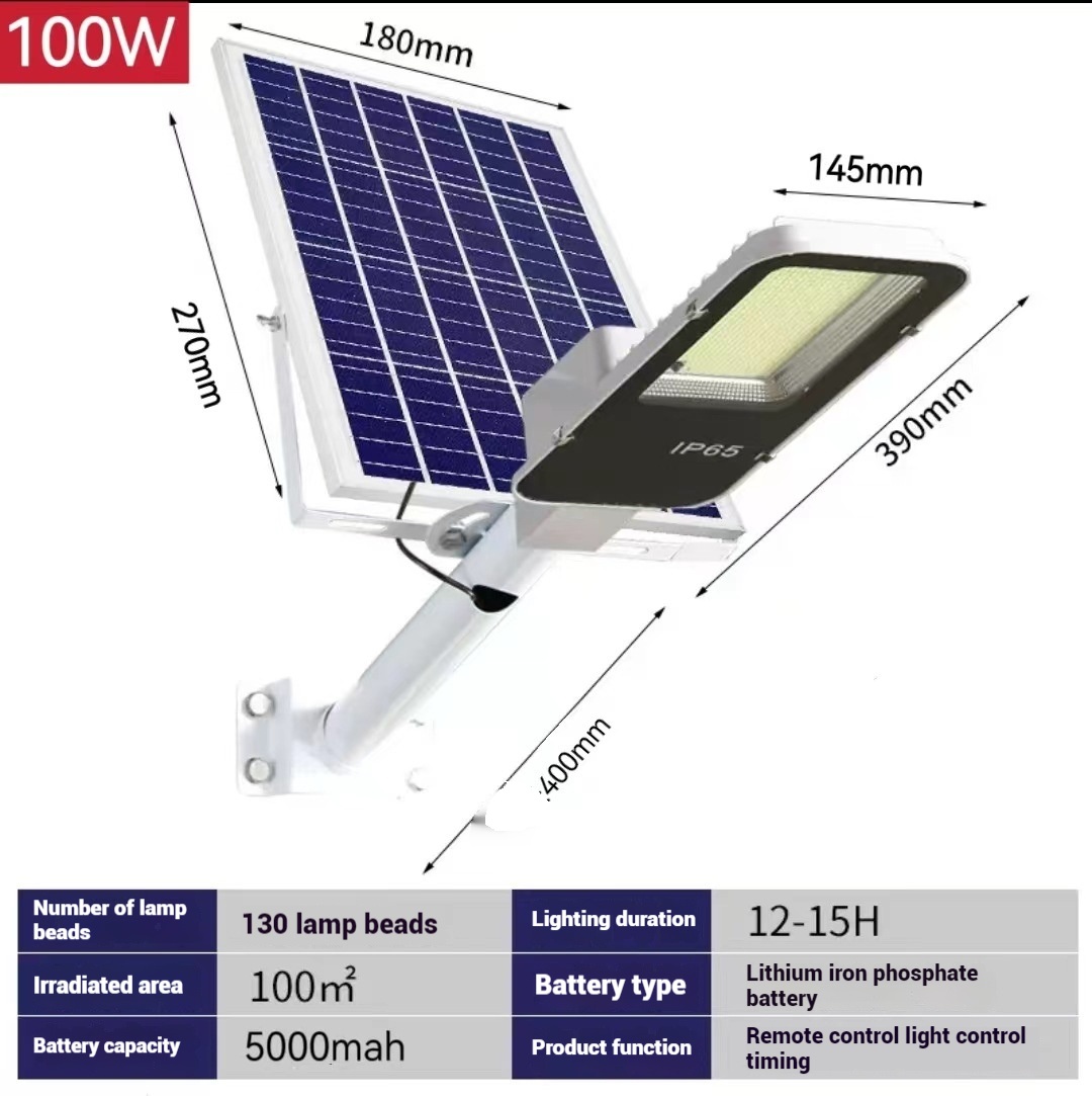 200W Powerful Solar Light Outdoor Solar Street Light 6000mah Waterproof Automatic Dusk to Dawn Street Light For Garage Garden