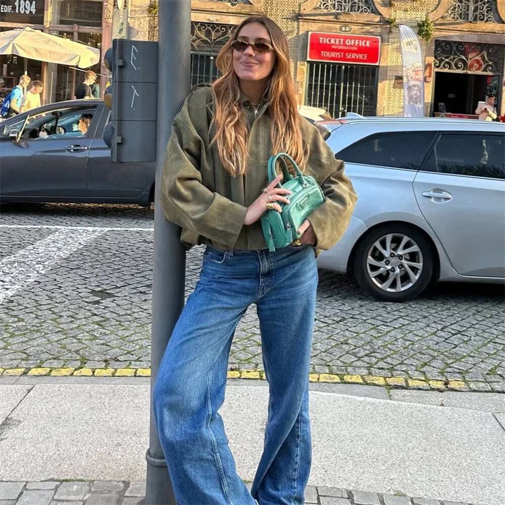 2025 New Women's Clothing European and American Style Fashion Design Sense Composite Suede Short Collar Jacket Coat
