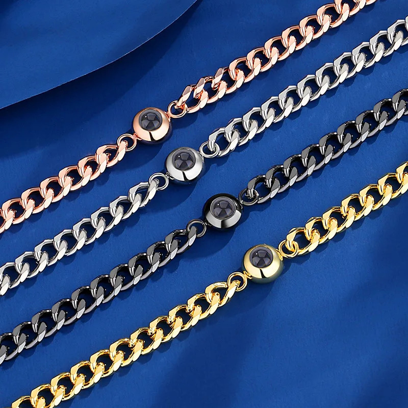 Custom Projection Bracelet Steel With Picture Cuban Chain Bracelet With Personalized Po Projection Suitable For Men 250430