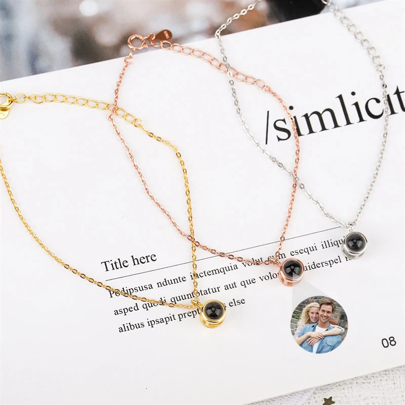 Stainless Steel Custom Po Bracelet for Couples Personalized Picture Projection Bracelets Circle Po Bracelets for Women 250430